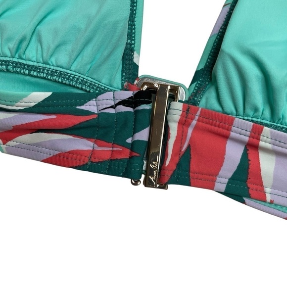 Anne Cole Zesty Tropical Printed Ring Halter Bikini Top Small New - Picture 5 of 7